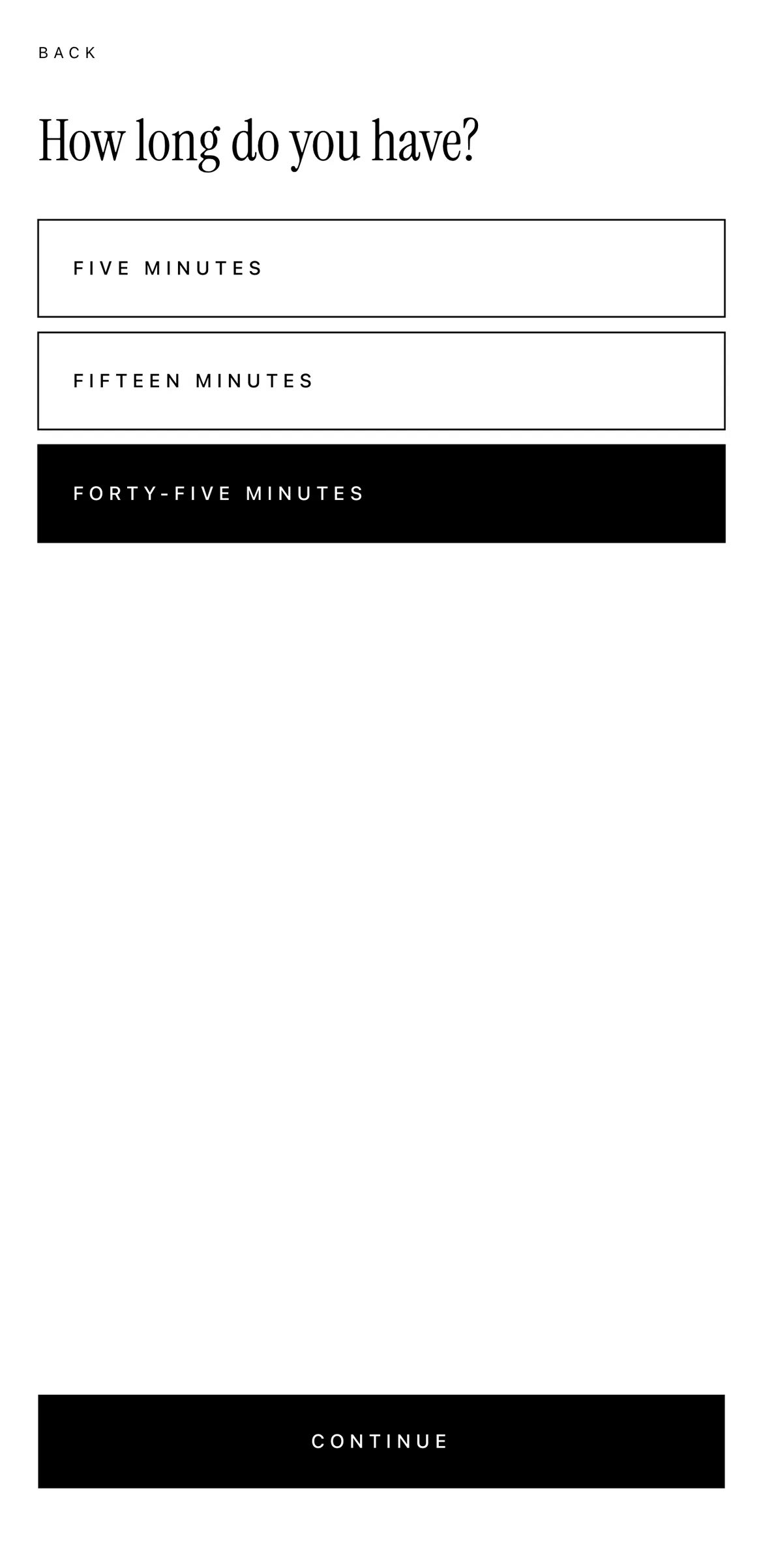 The Boirelle time picker: five minutes, fifteen minutes and forty-five minutes.